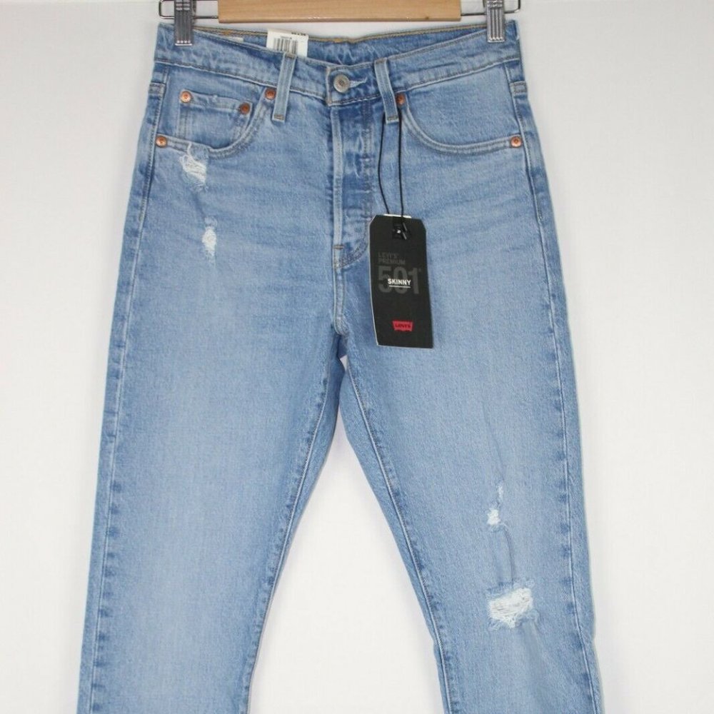Levi's Women's 501 Stretch Skinny High Rise 25 x 28 Tango Taps Blue 295020146